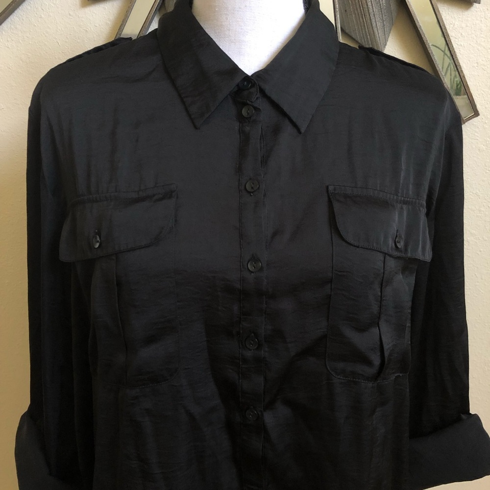 Black long tunic blouse
